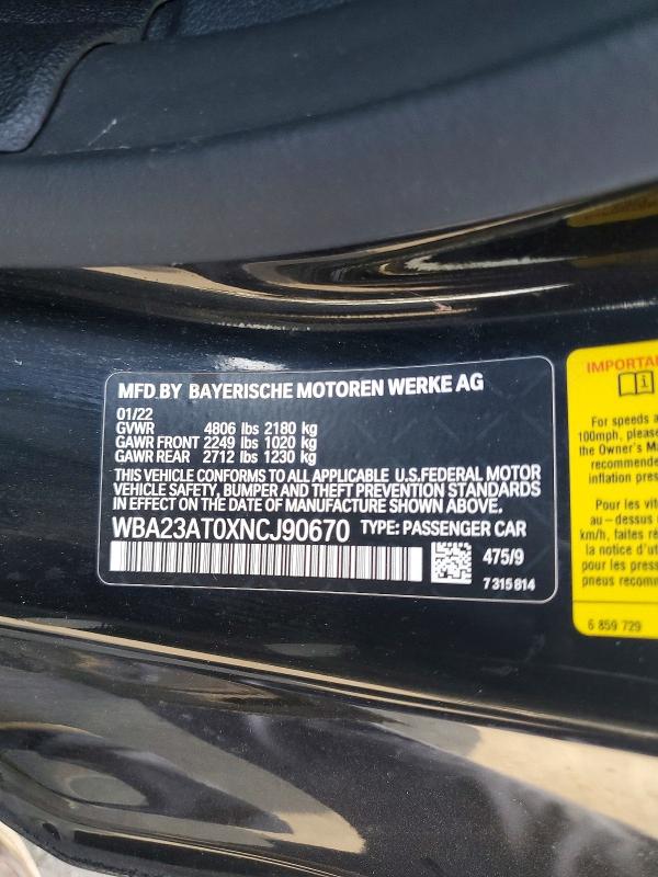 Продажа на аукционе авто 2022 Bmw 430i, vin: WBA23AT0XNCJ90670, номер лота: 47970206