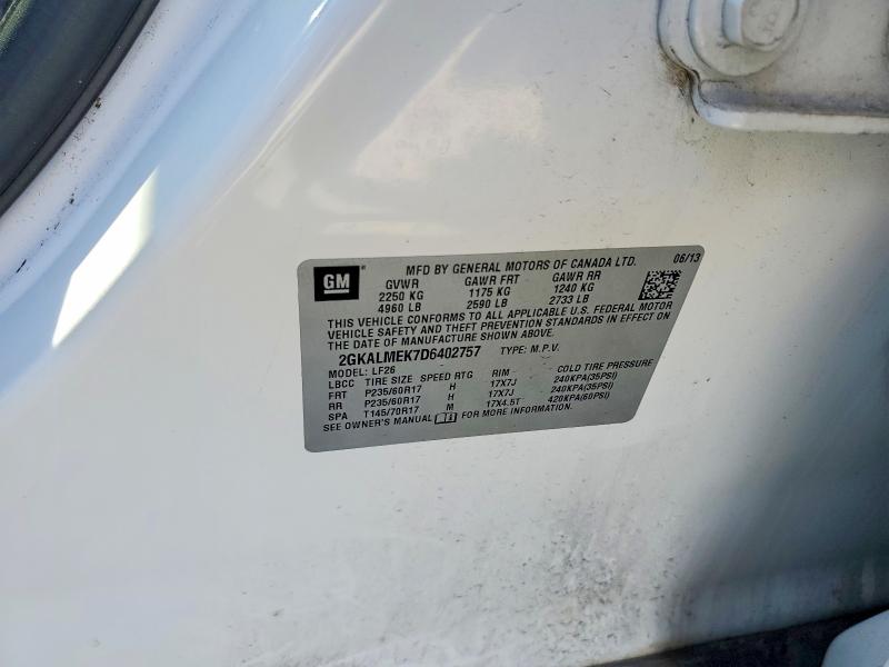 Aukcja sprzedaży 2013 Gmc Terrain, vin: 2GKALMEK7D6402757, numer aukcji: 48130606