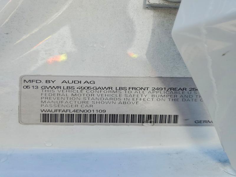 2014 Audi A4 მანქანა იყიდება აუქციონზე, vin: WAUFFAFL4EN001109, აუქციონის ნომერი: 46548746