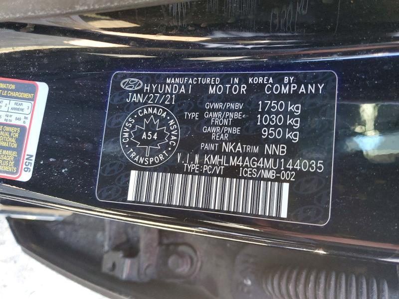 47367956 :رقم المزاد ، KMHLM4AG4MU144035 vin ، 2021 Hyundai Elantra مزاد بيع