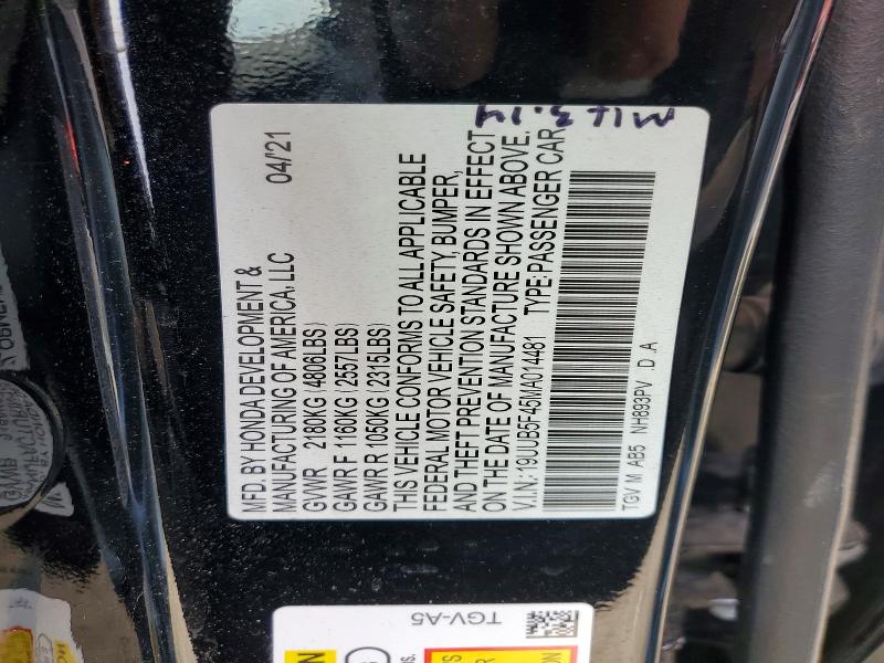 48092956 :رقم المزاد ، 19UUB5F45MA014481 vin ، 2021 Acura Tlx مزاد بيع