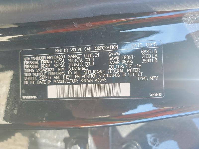 79617955 :رقم المزاد ، YV4BC0PL6G1034283 vin ، 2016 Volvo Xc90 مزاد بيع