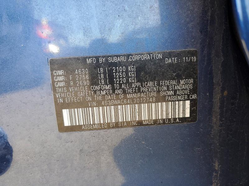 Aukcja sprzedaży 2020 Subaru Legacy, vin: 4S3BWAC64L3012748, numer aukcji: 46645886