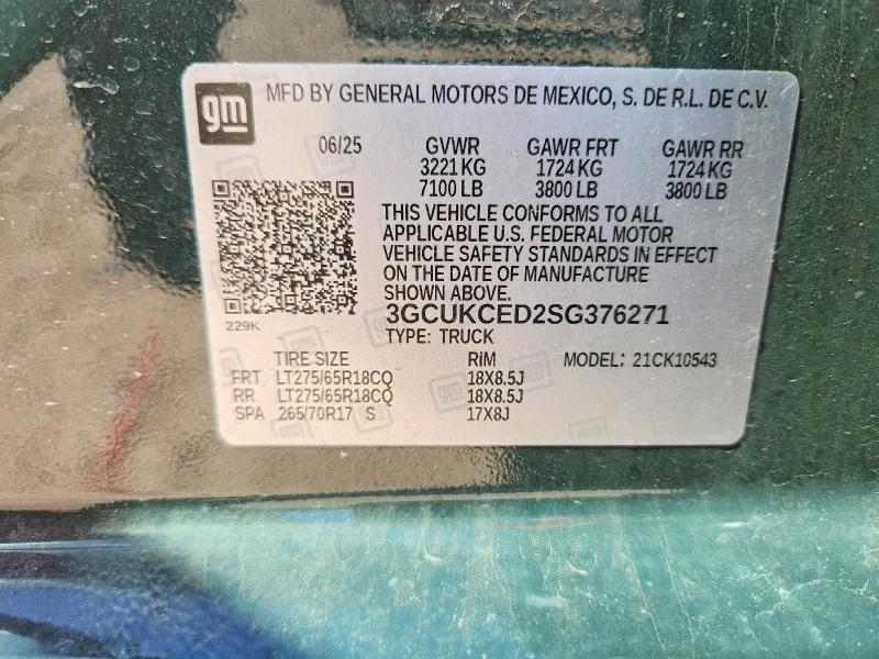 Aukcja sprzedaży 2025 Chevrolet Silverado, vin: 3GCUKCED2SG376271, numer aukcji: 79443565