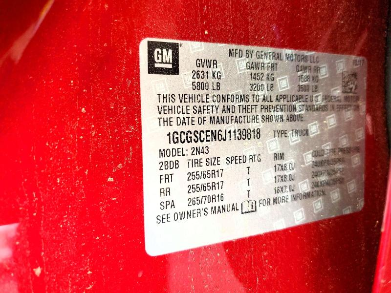 Aukcja sprzedaży 2018 Chevrolet Colorado, vin: 1GCGSCEN6J1139818, numer aukcji: 46464086