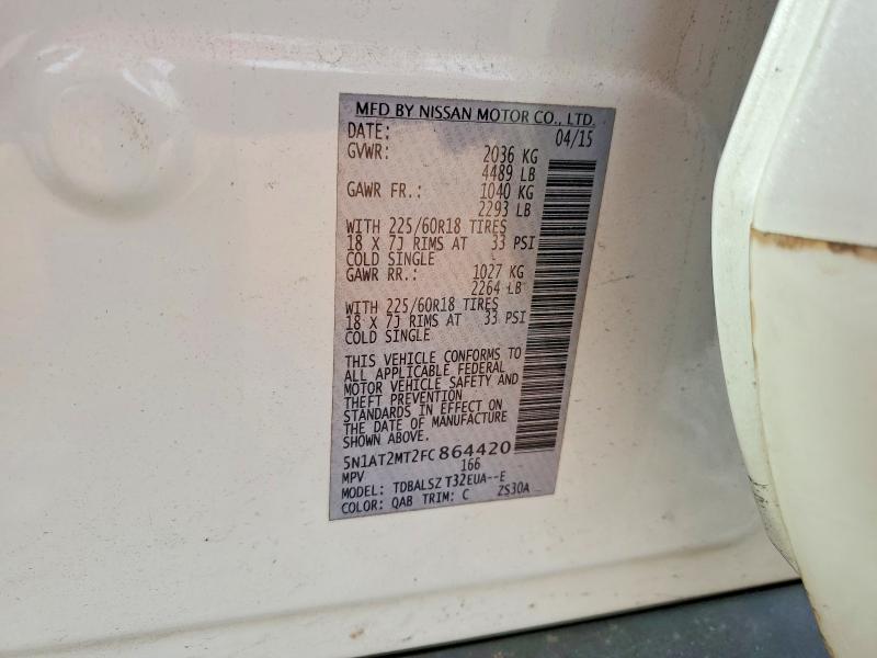 46978866 :رقم المزاد ، 5N1AT2MT2FC864420 vin ، 2015 Nissan Rogue مزاد بيع