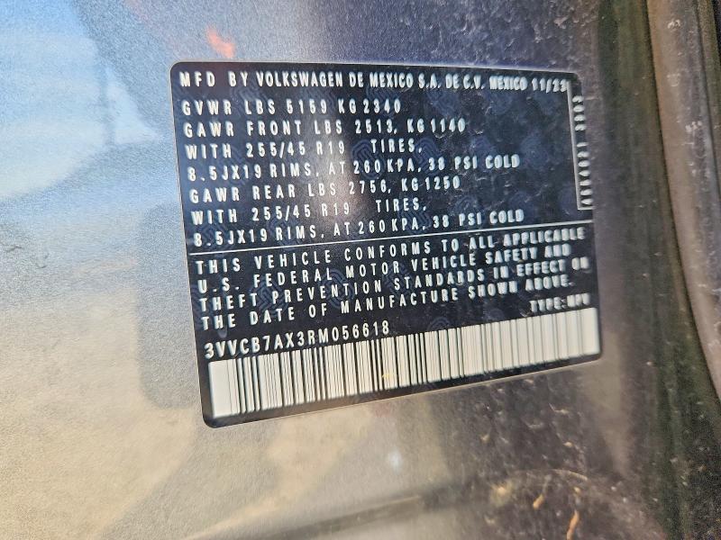 78599455 :رقم المزاد ، 3VVCB7AX3RM056618 vin ، 2024 Volkswagen Tiguan مزاد بيع