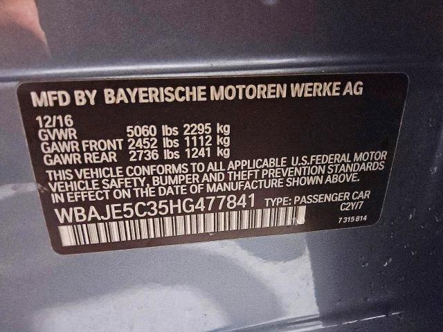 Продажа на аукционе авто 2017 Bmw 540, vin: WBAJE5C35HG477841, номер лота: 45451996