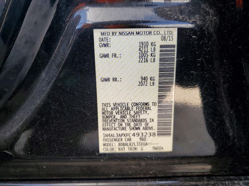 Продаж на аукціоні авто 2015 Nissan Altima, vin: 1N4AL3APXFC493238, номер лоту: 47191766