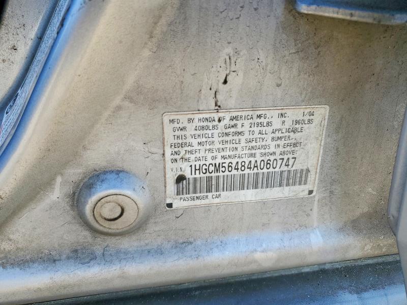 Продаж на аукціоні авто 2004 Honda Accord, vin: 1HGCM56484A060747, номер лоту: 46201166