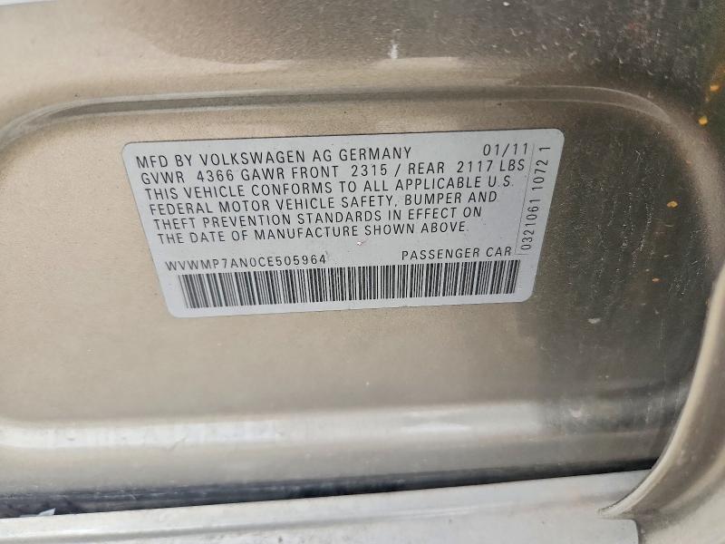 47875806 :رقم المزاد ، WVWMP7AN0CE505964 vin ، 2012 Volkswagen Cc مزاد بيع