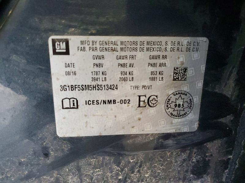 79464505 :رقم المزاد ، 3G1BF5SM5HS513424 vin ، 2017 Chevrolet Cruze مزاد بيع