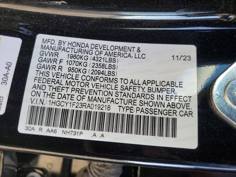 79759895 :رقم المزاد ، 1HGCY1F23RA019218 vin ، 2024 Honda Accord مزاد بيع
