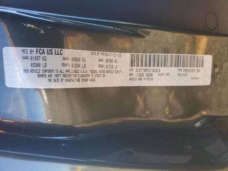 2016 Fiat 500 მანქანა იყიდება აუქციონზე, vin: 3C3CFFBR7GT161618, აუქციონის ნომერი: 46134166