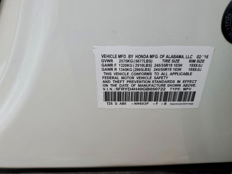 Aukcja sprzedaży 2016 Acura Mdx, vin: 5FRYD4H40GB050722, numer aukcji: 79403095