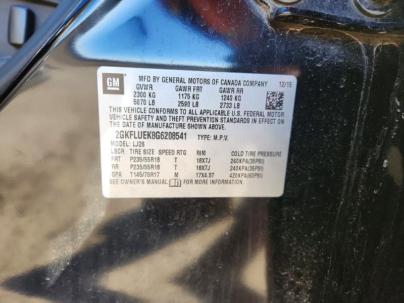 79046305 :رقم المزاد ، 2GKFLUEK8G6208541 vin ، 2016 Gmc Terrain مزاد بيع