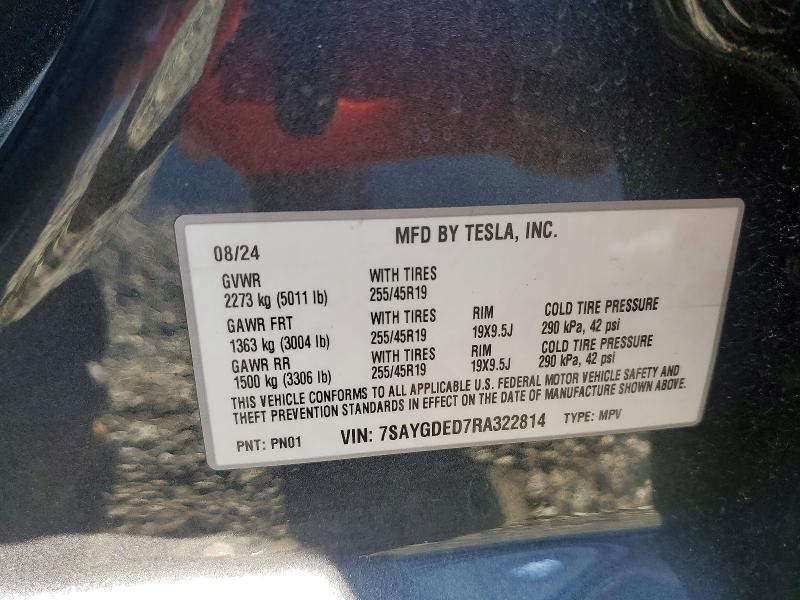 Aukcja sprzedaży 2024 Tesla Mdl Y 4d Std, vin: 7SAYGDED7RA322814, numer aukcji: 46215496