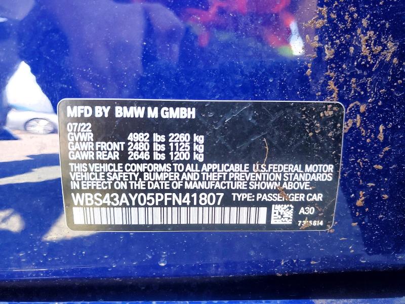 47471696 :رقم المزاد ، WBS43AY05PFN41807 vin ، 2023 Bmw M3 مزاد بيع