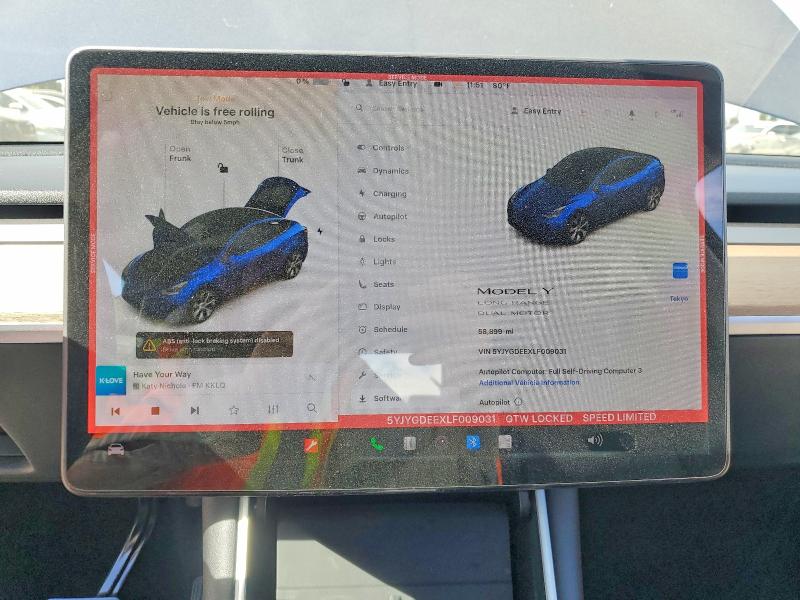 Aukcja sprzedaży 2020 Tesla Model Y, vin: 5YJYGDEEXLF009031, numer aukcji: 41651896