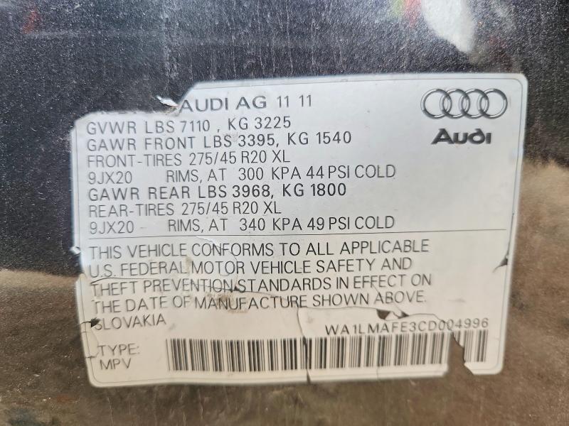 Продаж на аукціоні авто 2012 Audi Q7, vin: WA1LMAFE3CD004996, номер лоту: 79403485