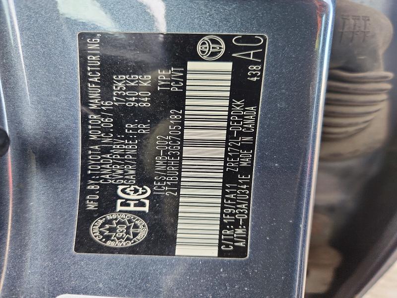 75816675 :رقم المزاد ، 2T1BURHE3GC705182 vin ، 2016 Toyota Corolla مزاد بيع