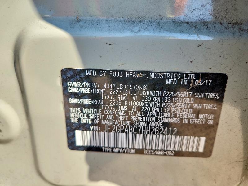 46481036 :رقم المزاد ، JF2GPABC7HH262412 vin ، 2017 Subaru Crosstrek مزاد بيع