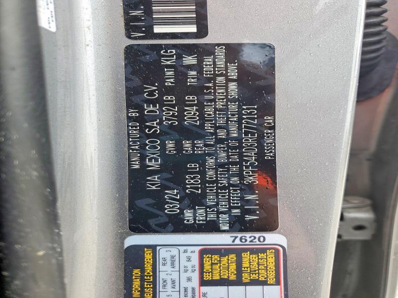 47376616 :رقم المزاد ، 3KPF54AD3RE772131 vin ، 2024 Kia Forte مزاد بيع