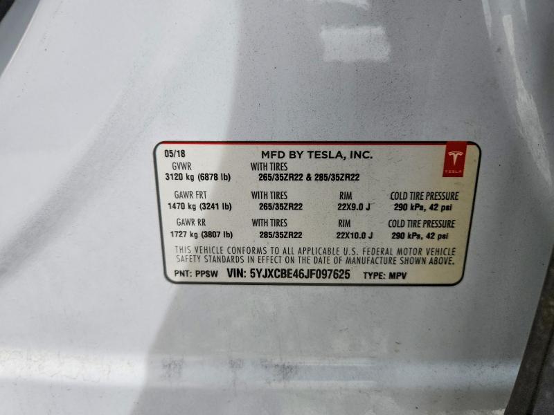 Aukcja sprzedaży 2018 Tesla Model X, vin: 5YJXCBE46JF097625, numer aukcji: 47840476