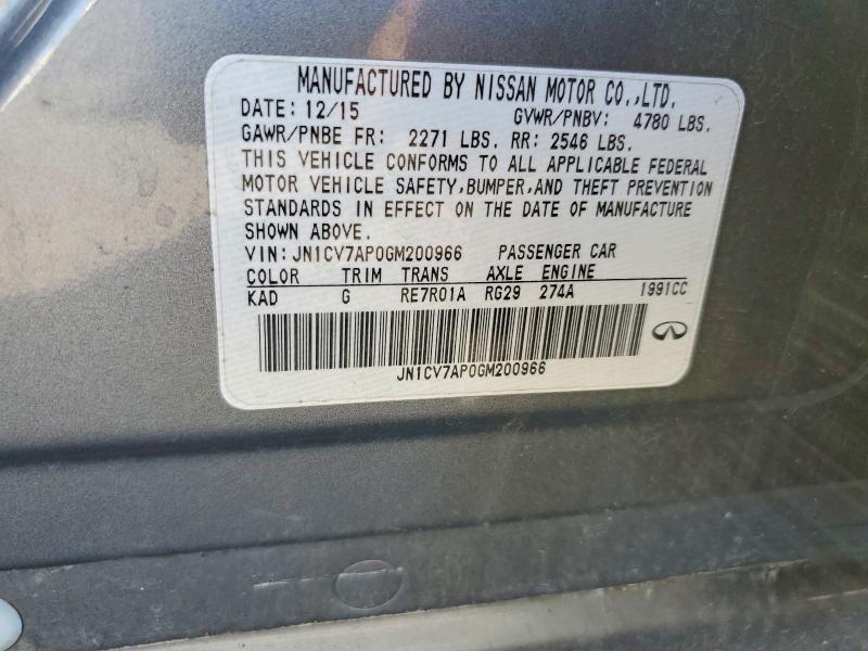 41838186 :رقم المزاد ، JN1CV7AP0GM200966 vin ، 2016 Infiniti Q50 مزاد بيع