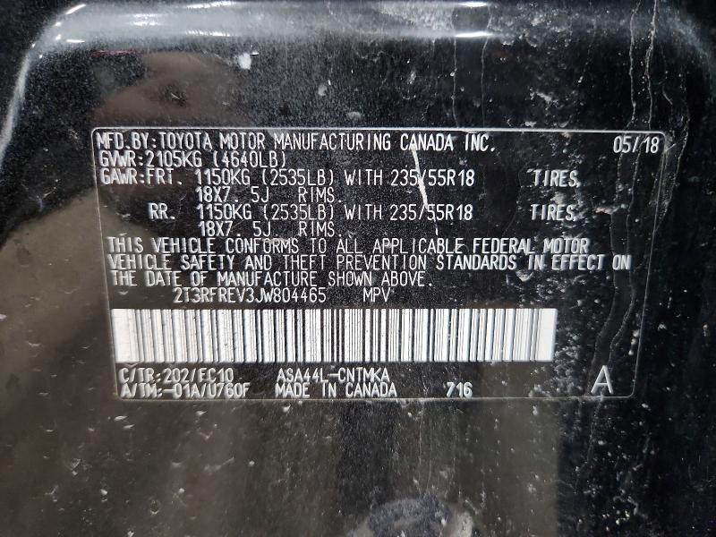 2018 Toyota Rav4 მანქანა იყიდება აუქციონზე, vin: 2T3RFREV3JW804465, აუქციონის ნომერი: 79565685