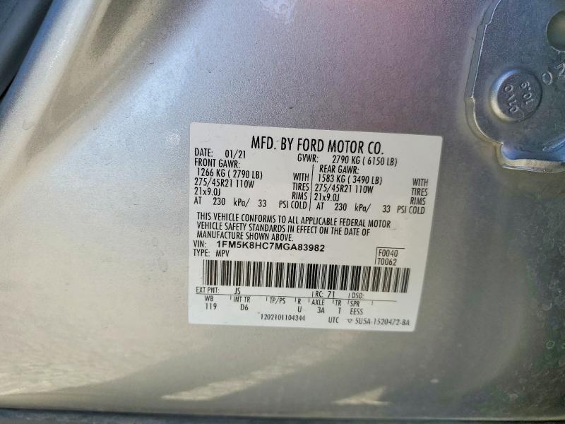 Продаж на аукціоні авто 2021 Ford Explorer, vin: 1FM5K8HC7MGA83982, номер лоту: 46312626