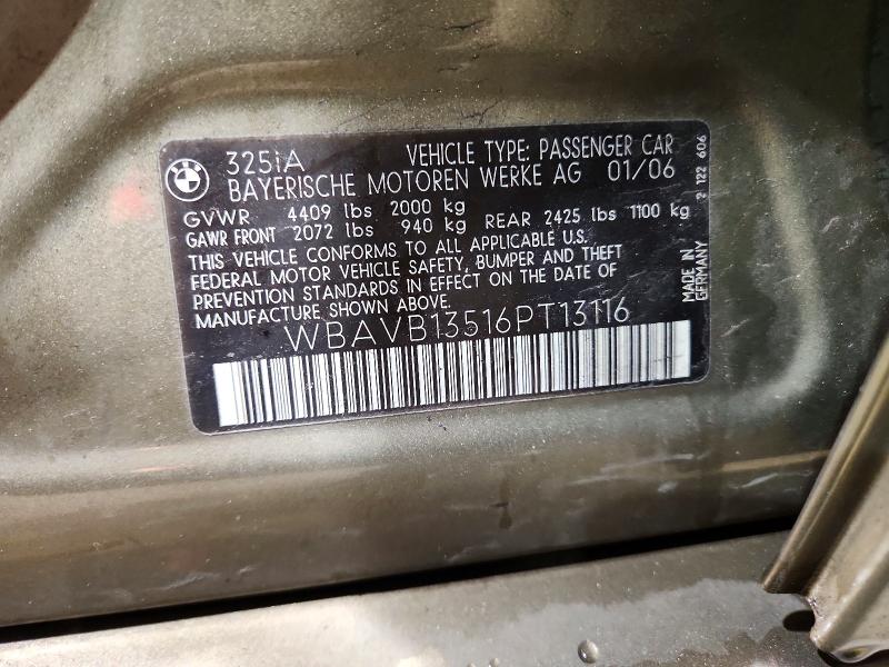 47010806 :رقم المزاد ، WBAVB13516PT13116 vin ، 2006 Bmw 325 مزاد بيع