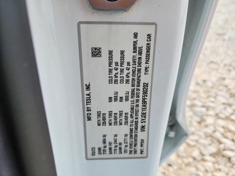 Aukcja sprzedaży 2023 Tesla Model 3, vin: 5YJ3E1EA9PF590202, numer aukcji: 46638106