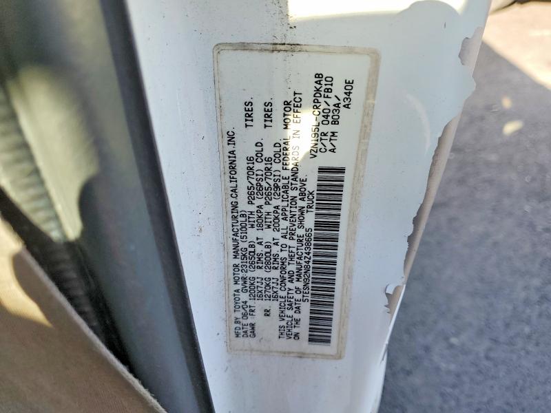 47910066 :رقم المزاد ، 5TESN92N84Z438665 vin ، 2004 Toyota Tacoma مزاد بيع