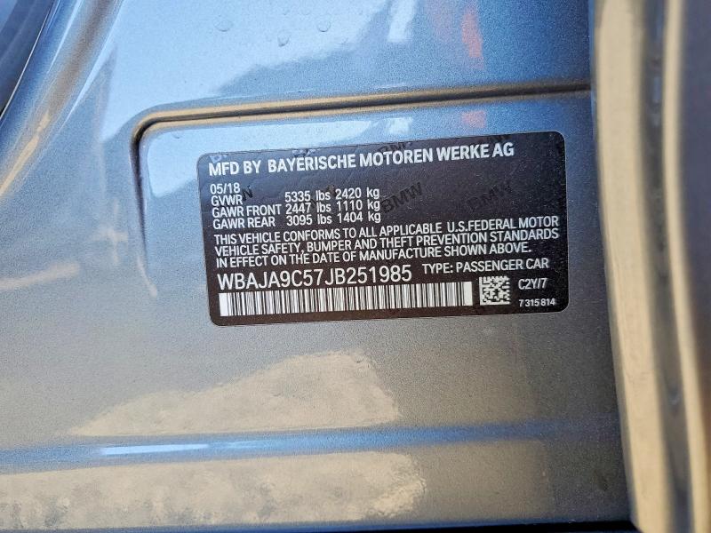 47639816 :رقم المزاد ، WBAJA9C57JB251985 vin ، 2018 Bmw Motorrad 530e مزاد بيع