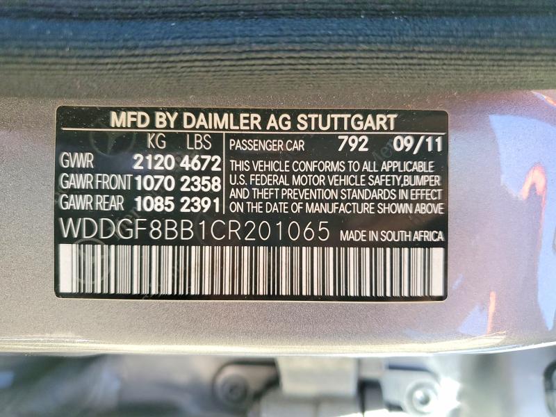 2012 Mercedes Benz C მანქანა იყიდება აუქციონზე, vin: WDDGF8BB1CR201065, აუქციონის ნომერი: 79822695