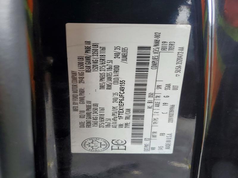 79174995 :رقم المزاد ، 1FTEX1EP6JFC49155 vin ، 2018 Ford F150 مزاد بيع