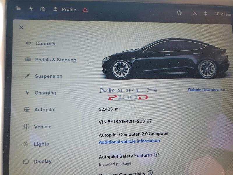 Продаж на аукціоні авто 2017 Tesla Model S, vin: 5YJSA1E42HF203167, номер лоту: 47322046