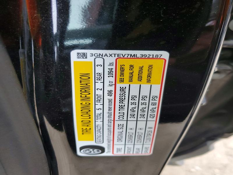 2021 Chevrolet Equinox მანქანა იყიდება აუქციონზე, vin: 3GNAXTEV7ML392187, აუქციონის ნომერი: 79619325