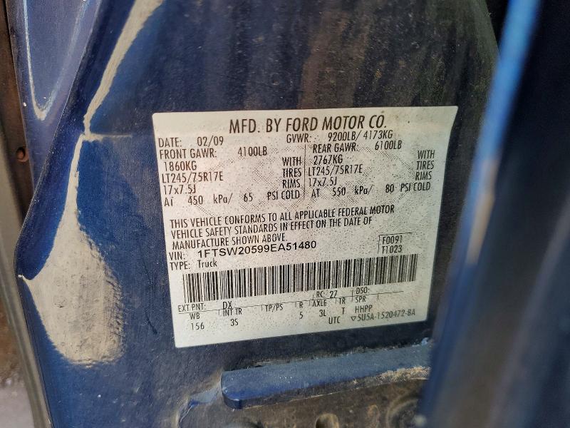 Auction sale of the 2009 Ford F250, vin: 1FTSW20599EA51480, lot number: 45800536