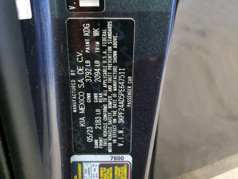 2023 Kia Forte მანქანა იყიდება აუქციონზე, vin: 3KPF24AD5PE647511, აუქციონის ნომერი: 46540336