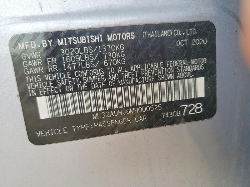 Продаж на аукціоні авто 2021 Mitsubishi Mirage, vin: ML32AUHJ6MH000525, номер лоту: 48054336