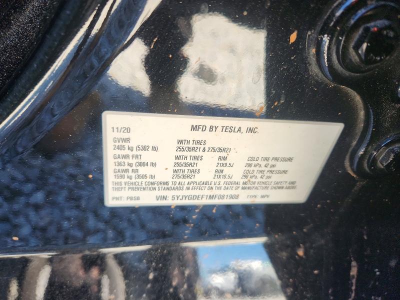 Продажа на аукционе авто 2021 Tesla Model Y, vin: 5YJYGDEF1MF081908, номер лота: 46370256