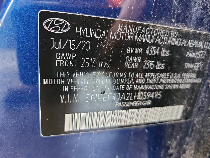 Aukcja sprzedaży 2020 Hyundai Sonata, vin: 5NPEF4JA2LH059495, numer aukcji: 47356086