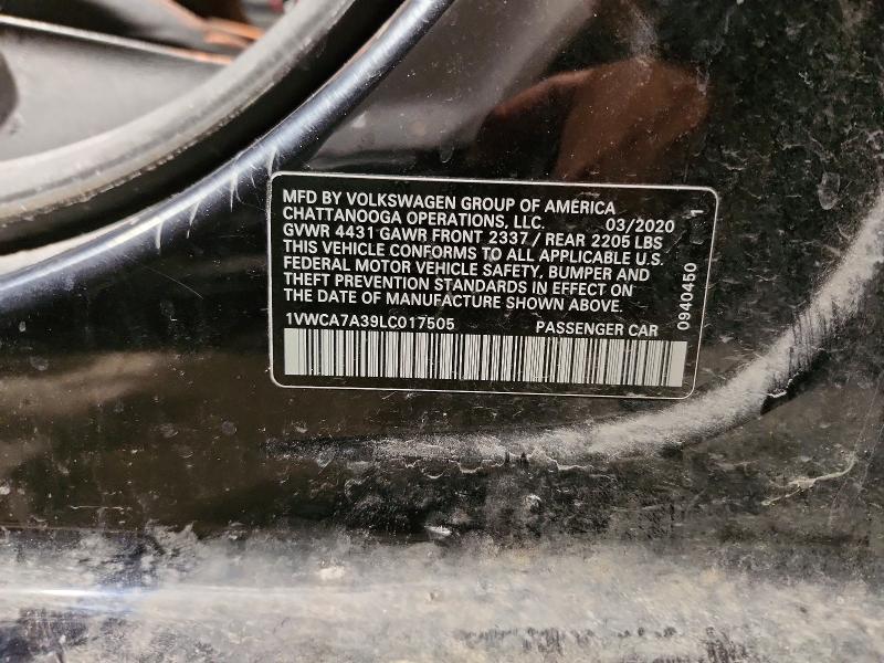 Aukcja sprzedaży 2020 Volkswagen Passat, vin: 1VWCA7A39LC017505, numer aukcji: 45836426