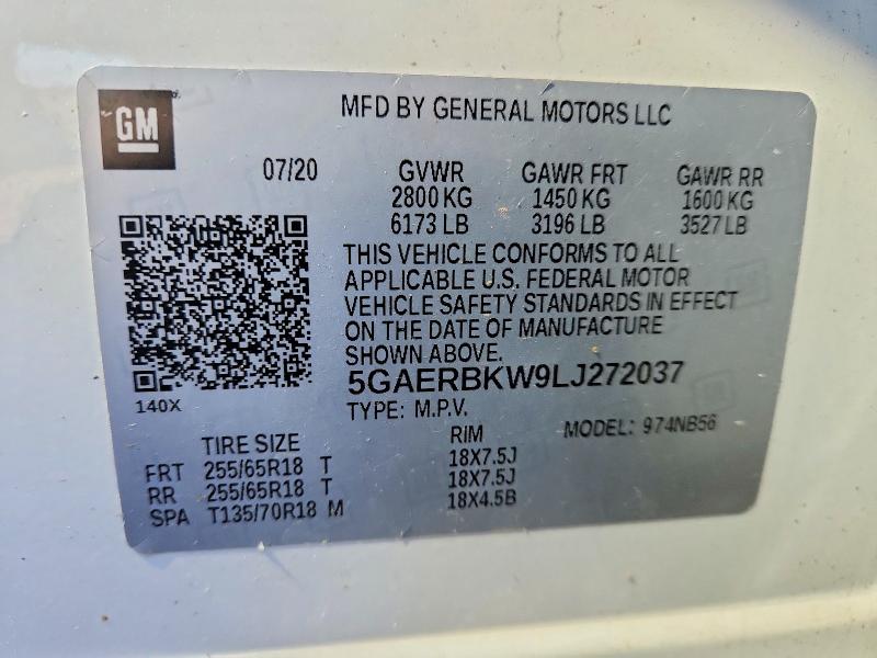 Aukcja sprzedaży 2020 Buick Enclave, vin: 5GAERBKW9LJ272037, numer aukcji: 46049206