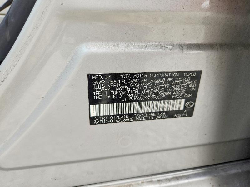 Продаж на аукціоні авто 2009 Lexus Es 350, vin: JTHBJ46G392290025, номер лоту: 48123076