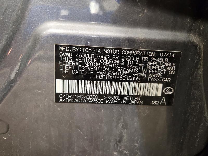 47723656 :رقم المزاد ، JTHBF1D21F5045855 vin ، 2015 Lexus Is 250 مزاد بيع