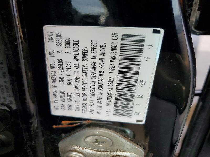 Aukcja sprzedaży 2007 Honda Accord, vin: 1HGCM56807A145427, numer aukcji: 45513936