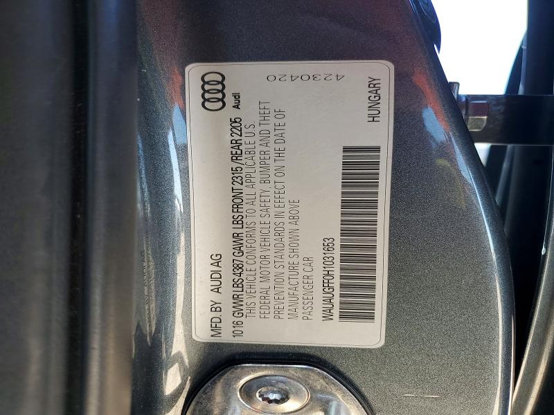 Продаж на аукціоні авто 2017 Audi A3, vin: WAUAUGFF0H1031653, номер лоту: 46105396